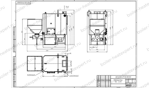 Автоматический угольный котел HeatExpert 0.4 МВт / 400 кВт чертеж