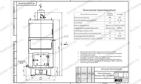 Котел HeatExpert 0.25 МВт / 250 кВт уголь дрова чертеж