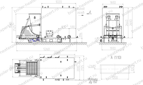 Чертеж котла HeatExpert КВм 2.5 МВт / 2500 кВт с ТШПМ