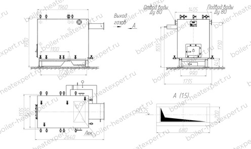 Чертеж котла HeatExpert 0.5 МВт без дымососа