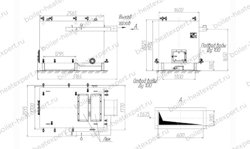 Чертеж котла HeatExpert 0.6 МВт без дымососа