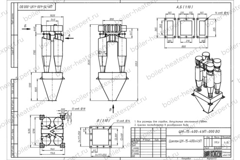 Чертеж циклона ЦН-15-400-4УП