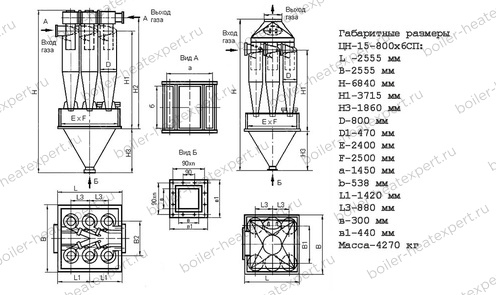 Чертеж циклона ЦН-15-800-6СП