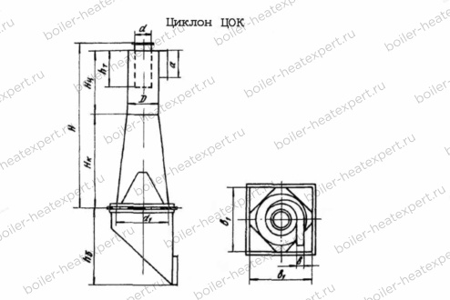 Чертеж циклона ЦОК 10