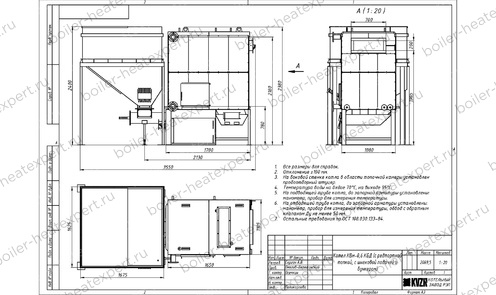 Котел HeatExpert 0.6 МВт / 600 кВт на пеллетах чертеж