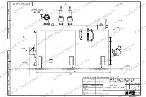 Чертеж дизельного парового котла STEAMEXPERT 1200 кг / 1.2 т 130 С