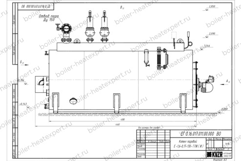 Чертеж дизельного парового котла STEAMEXPERT 1500 кг / 1.5 т 130 С