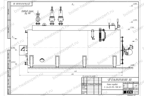 Чертеж дизельного парового котла STEAMEXPERT 1500 кг / 1.5 т 170 С