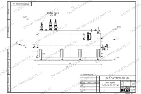 Чертеж дизельного парового котла STEAMEXPERT 2500 кг / 2.5 т 170 С