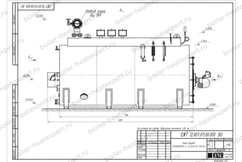 Чертеж мазутного парового котла STEAMEXPERT 1200 кг / 1.2 т 115 С