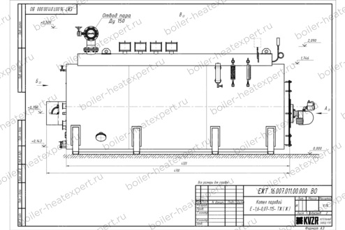 Чертеж мазутного парового котла STEAMEXPERT 1600 кг / 1.6 т 115 С