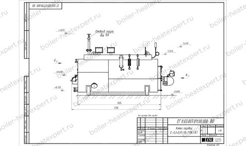Чертеж газового парового котла STEAMEXPERT 300 кг / 0.3 т 115 С
